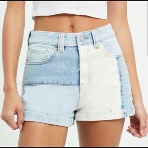 Pacsun Hopper Patchwork Light Wash Color Block Denim Jeans Mom Shorts 27